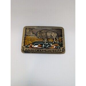Vtg Koleaco Buffalo American Heritage Brass Belt Buckle Southwest Native